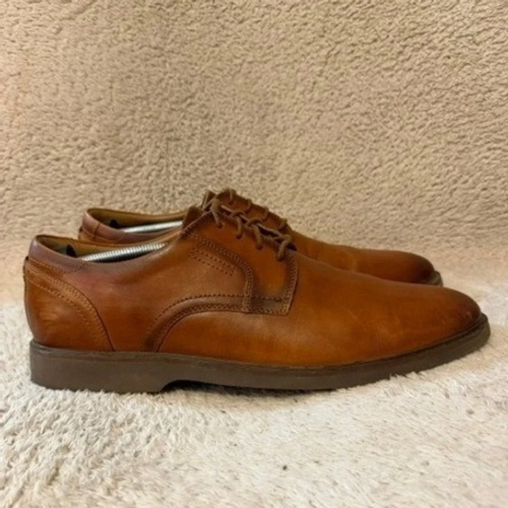 Clarks Whiddon Cap Mens Tan Leather Derby Dress Shoes Size 13 M Plain Toe 15103